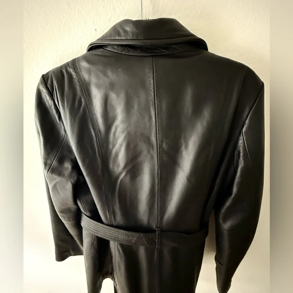 Wilson’s Black Leather Belted Jacket - Size M - Picture 11 of 16